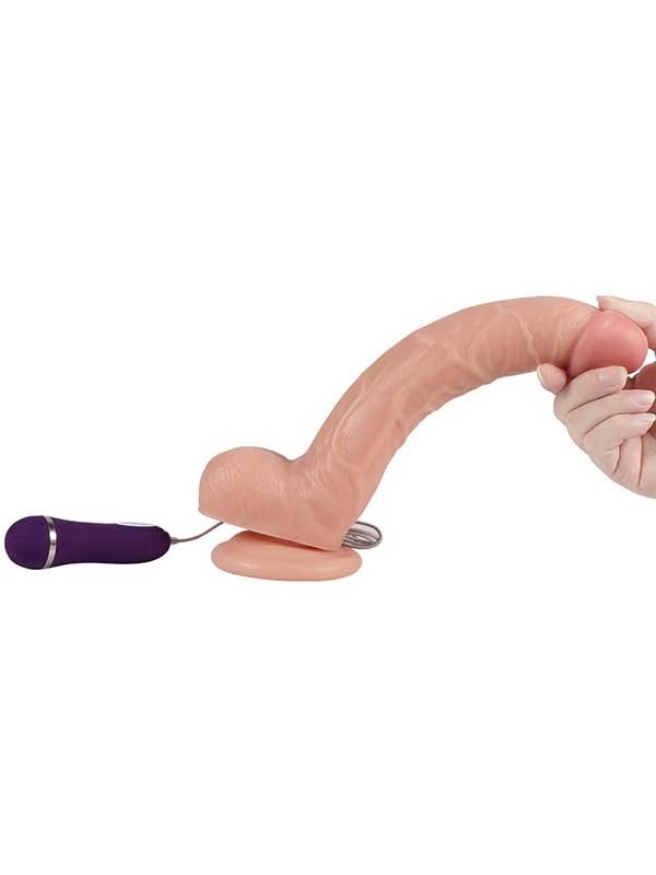 Realistik Dokulu Titreşimli Büyük Dildo 28 cm
